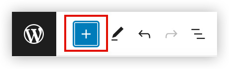 Imagem do botão para adicionar novo bloco no WordPress.