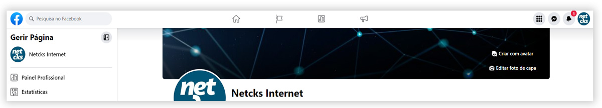 Pagina inicial do Facebook da Netcks.