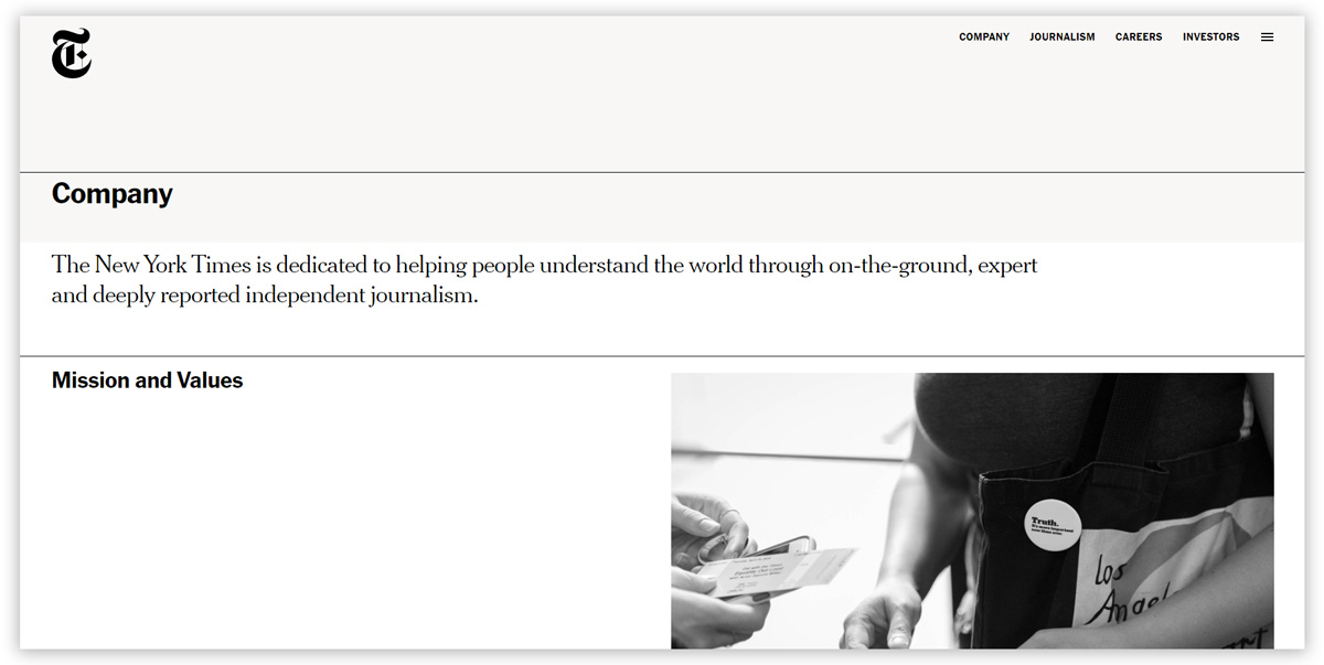 Captura de tela demonstrando a página inicial do New York Times.
